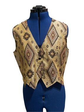 Southwestern Pattern Beige Vest - Women's Jacket & Coat